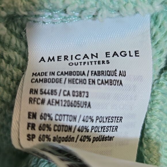 American Eagle AE Sun Set Zip Up Hoodie Green Cropped Feels Seriously Lived In - Picture 11 of 15